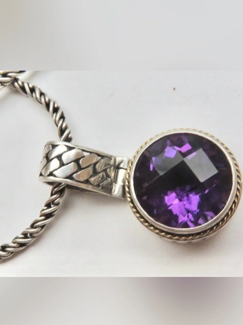 EFFY BH .925 Sterling Silver & 18K Amethyst pendant on EFFY sterling chain 18”